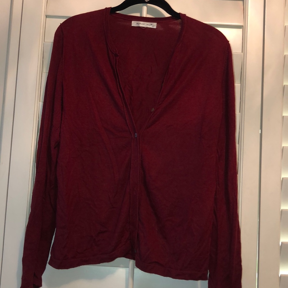 August Silk Wine Cardigan